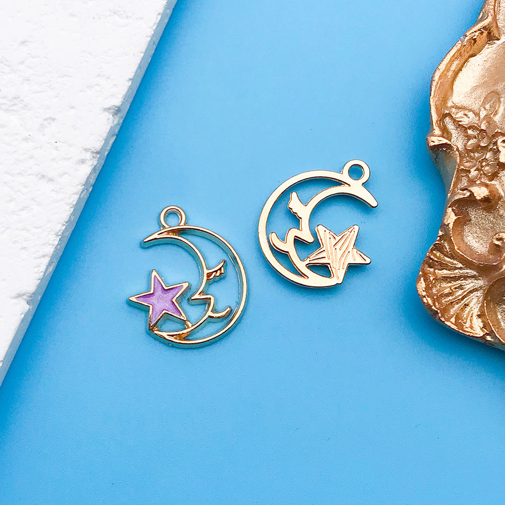 Wholesale Purple Drip Oil Alloy Flower Love DIY Necklace Bracelet Pendant